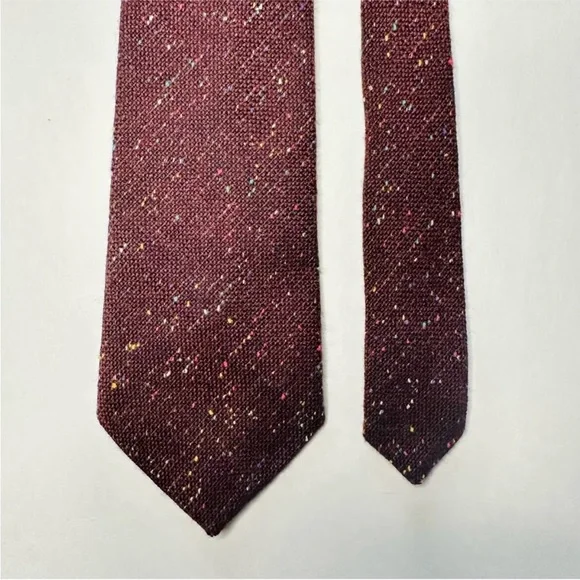 Vintage 100% Scottish Wool RHODE ROYCE Knitted Flecked Maroon/Brown Classic Tie - Picture 3 of 6